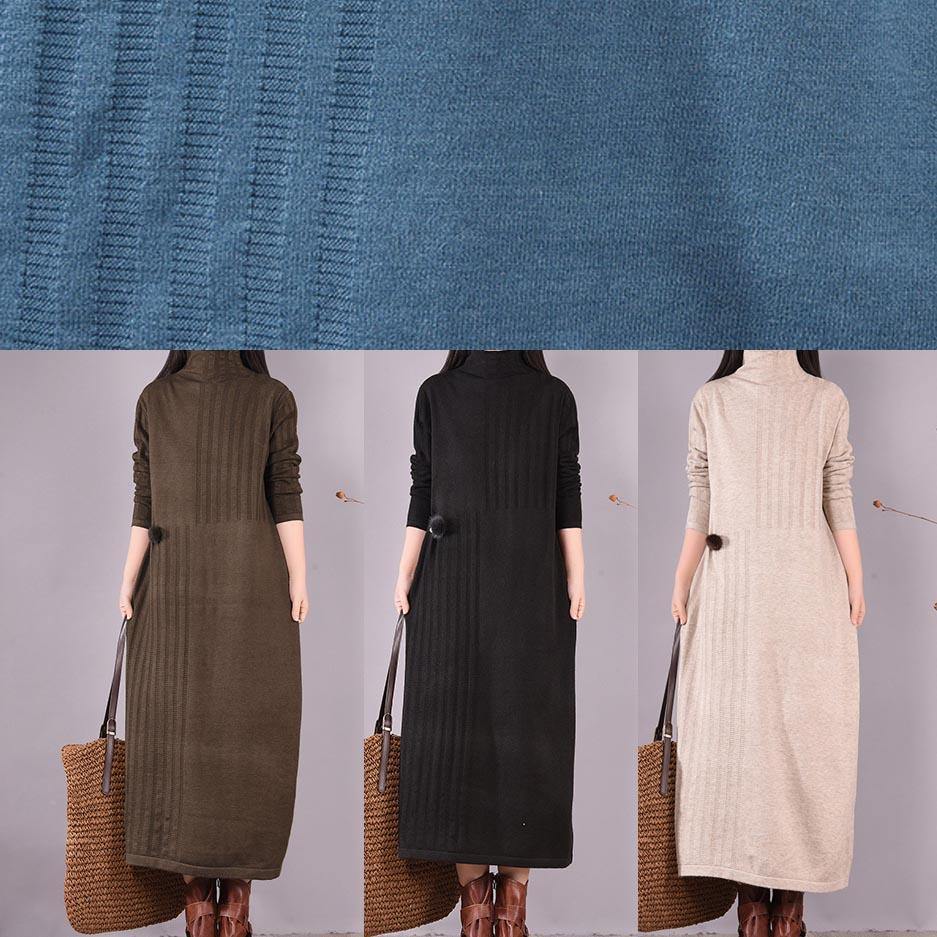 High Neck Spring Wardrobes Sleeve Black Robe Dress