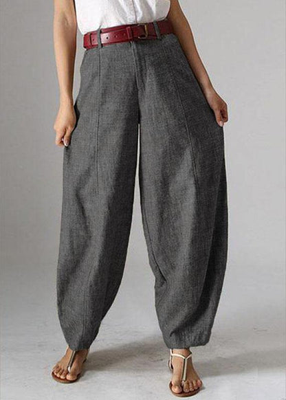 High Waist Button Color Harem Pants With Pocket