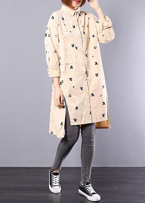Irregular Pattern Split Spring Loose Shirt