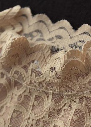 Women Khaki Clothes Stand Collar Lace Spring Top