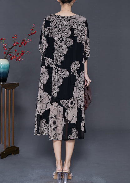 Khaki Oversized Print Chiffon Dresses Spring