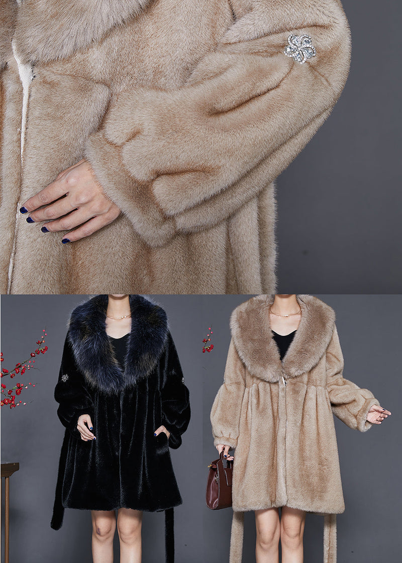 Khaki Oversized Warm Fuzzy Fur Fluffy Coats Winter