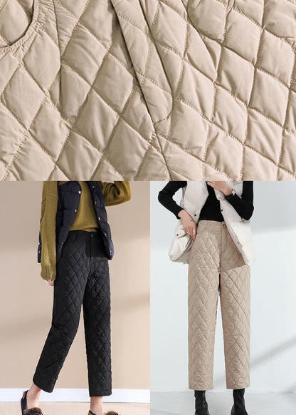 Khaki Pockets Warm Regular Winter Pants