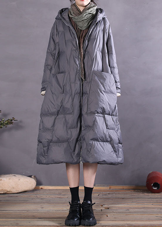 Khaki Zip Up Duck Down Coat Winter