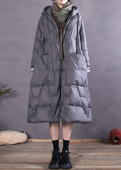 Khaki Zip Up Duck Down Coat Winter