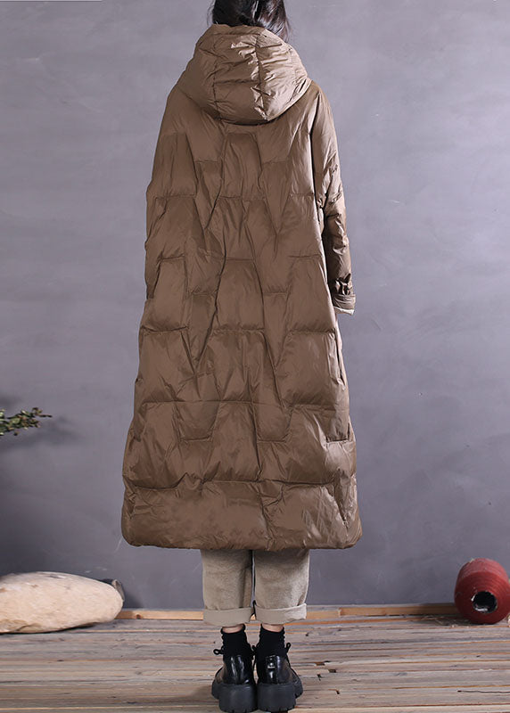 Khaki Zip Up Duck Down Coat Winter