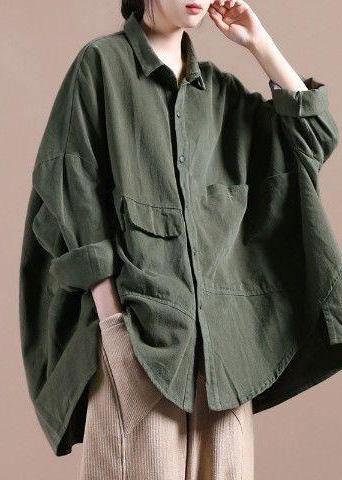 Batwing Sleeve Green Coat Spring Outfit