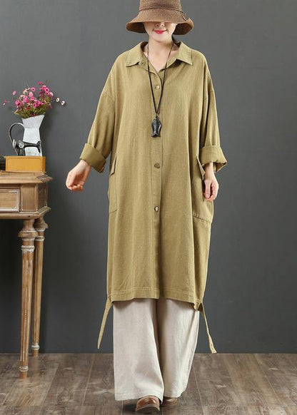 Lapel Pockets Spring Coat Khaki Clothing Outwear