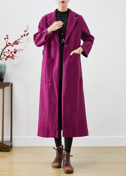 Lavender Oversized Woolen Coats Fall