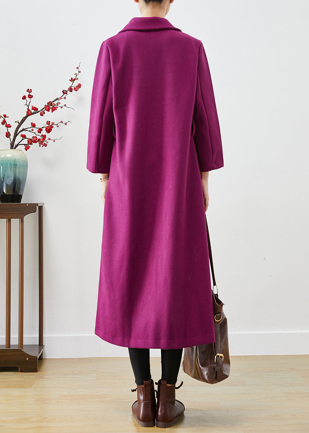 Lavender Oversized Woolen Coats Fall