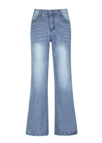 Light Blue Oversized Original Design Denim Wide Leg Pants Summer