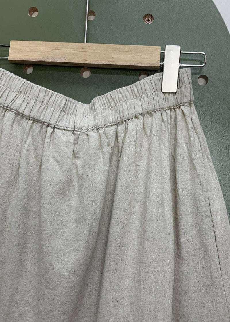Linen Elastic Waist Lace Patchwork Linen Skirts Spring