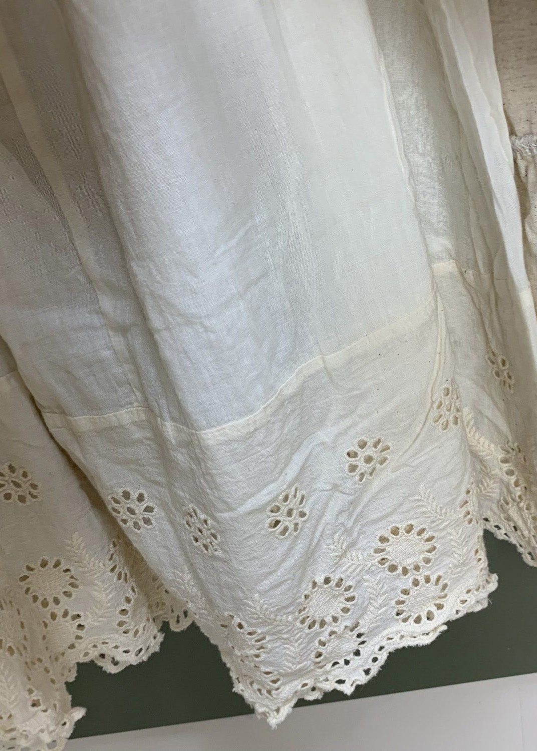 Linen Elastic Waist Lace Patchwork Linen Skirts Spring
