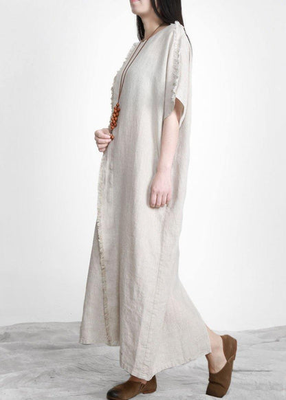 Linen Patchwork Maxi Dress Burrs