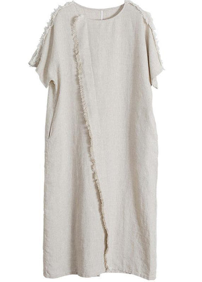 Linen Patchwork Maxi Dress Burrs