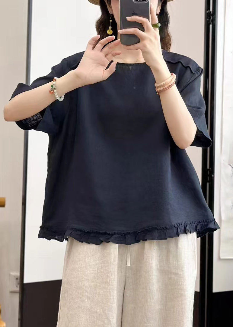 Linen Ruffled Wear on Both Sides Linen Shirt Summer