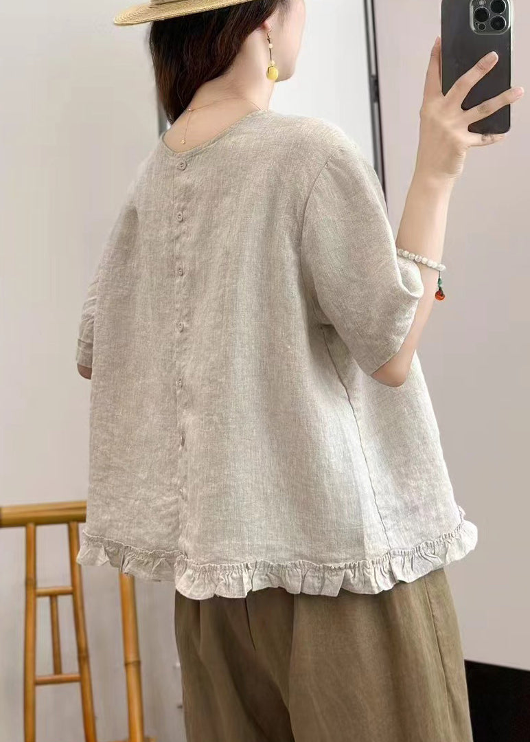 Linen Ruffled Wear on Both Sides Linen Shirt Summer