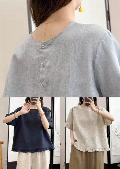 Linen Ruffled Wear on Both Sides Linen Shirt Summer