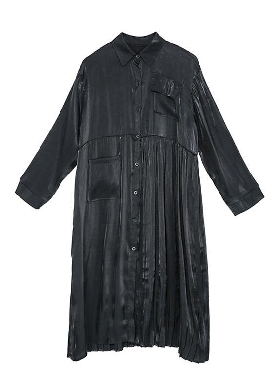 Long Sleeve Lapel Collar Loose Oversize Midi Dresses