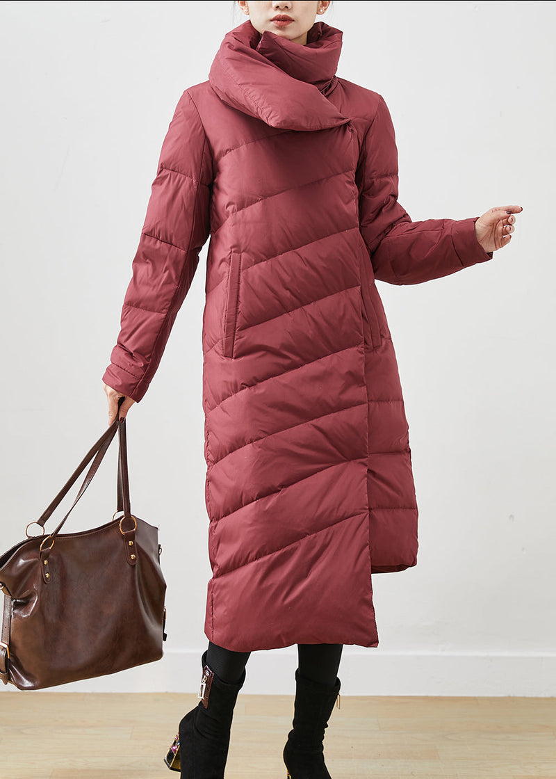 Mulberry Asymmetrical Warm Duck Down Puffer Jacket Winter