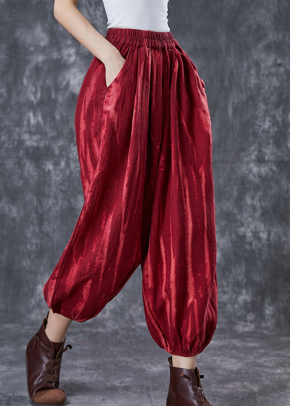Mulberry Oversized Tie Dye Linen Lantern Pants Spring