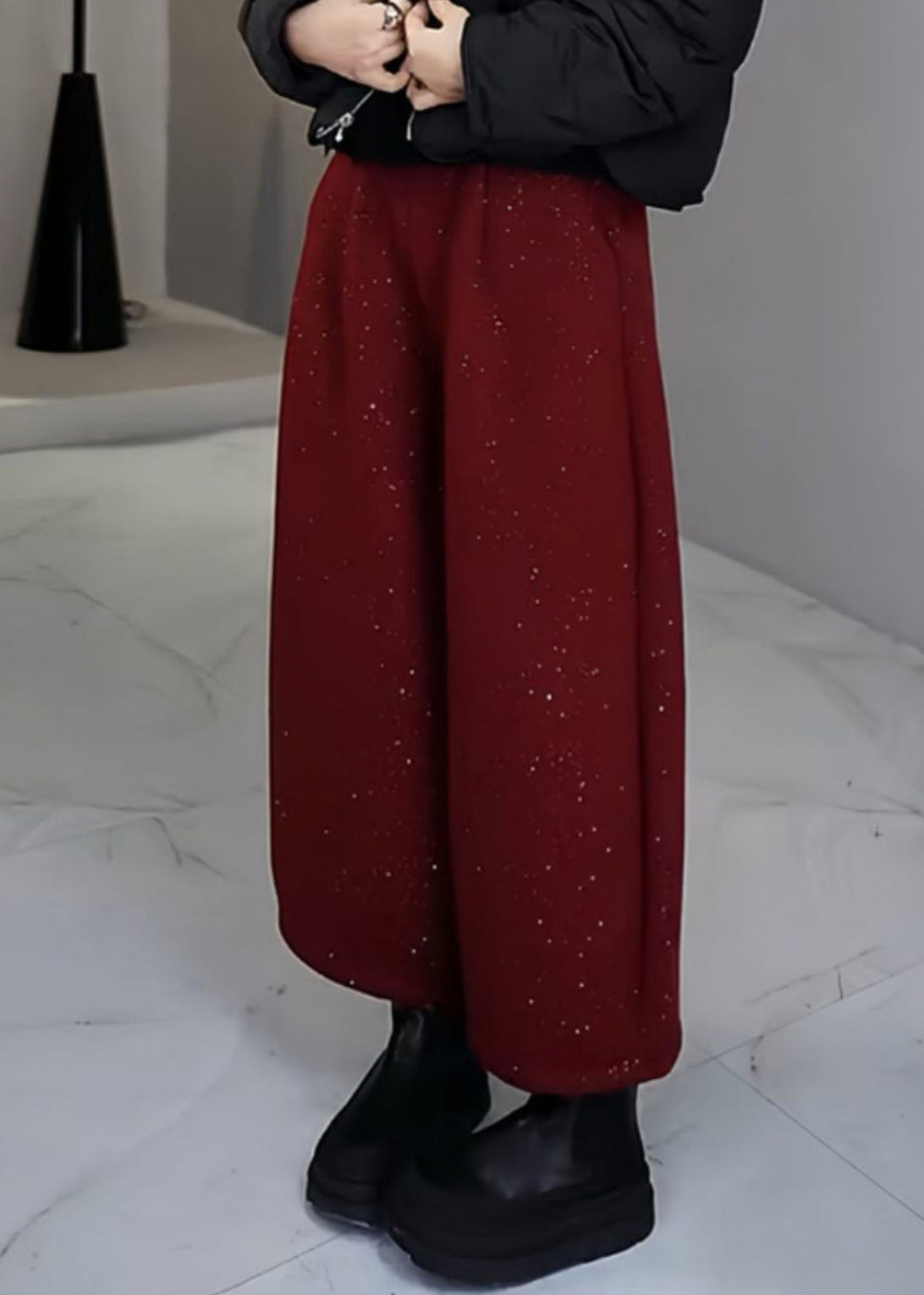 Mulberry Sequins Woolen Pants Spring
