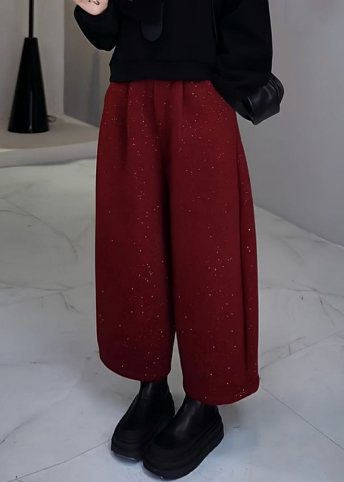 Mulberry Sequins Woolen Pants Spring