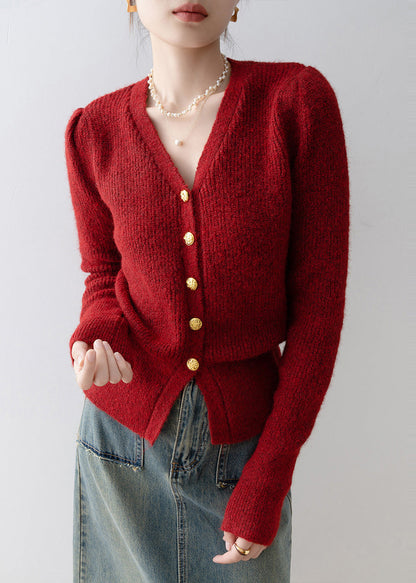 Mulberry V Neck Silm Fit Knit Cardigans Winter