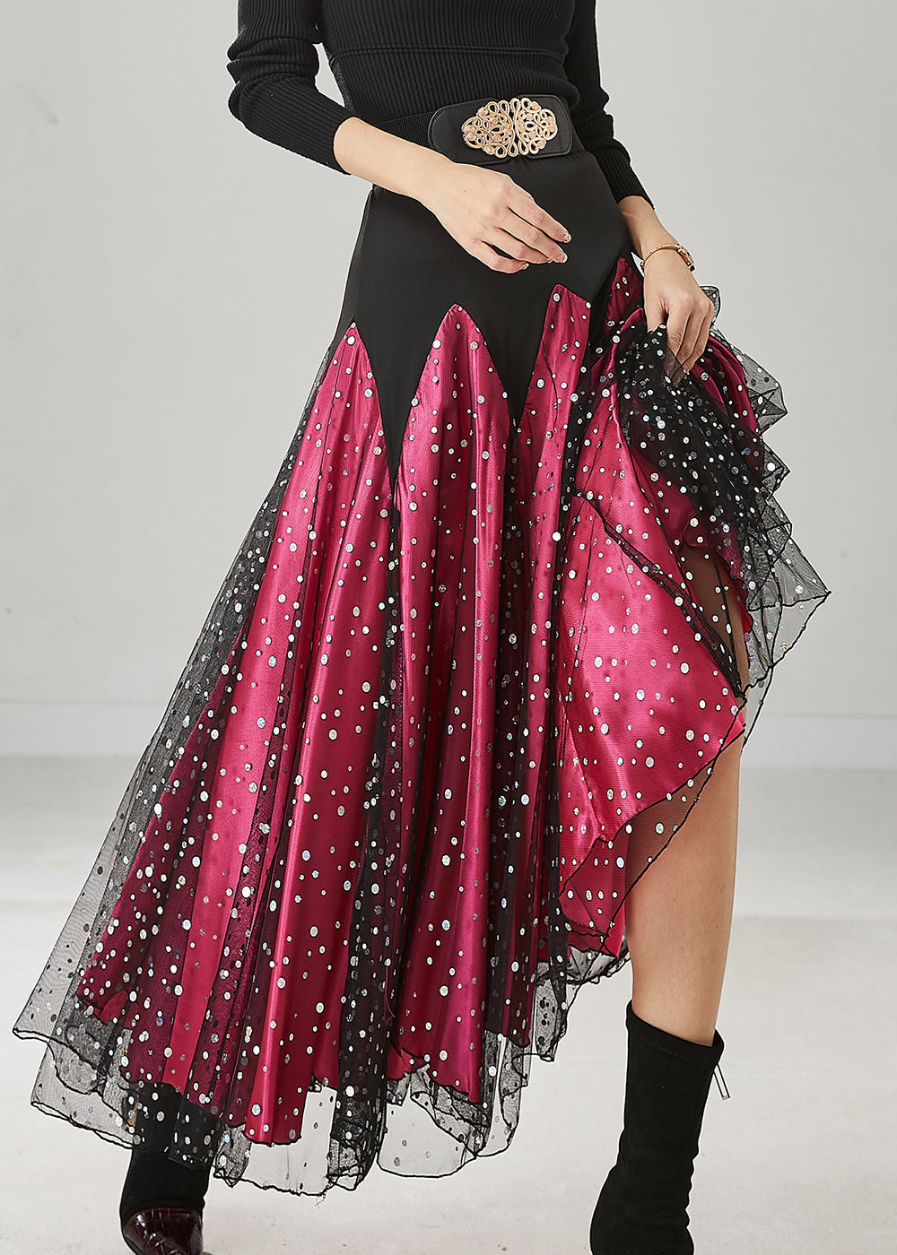Mulberry Zircon Patchwork Tulle Skirts Spring