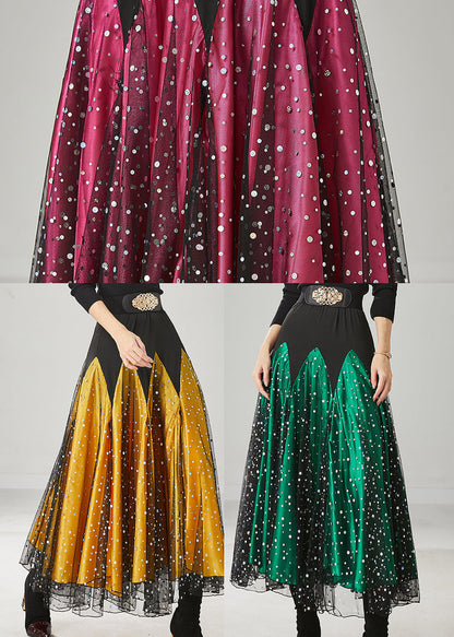 Mulberry Zircon Patchwork Tulle Skirts Spring
