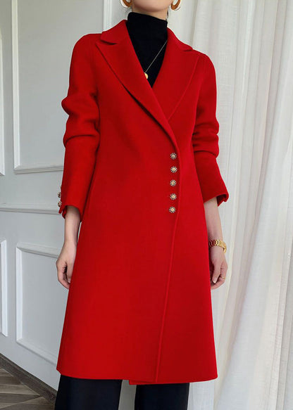Navy Lapel Button Slim Fit Woolen Coats Fall