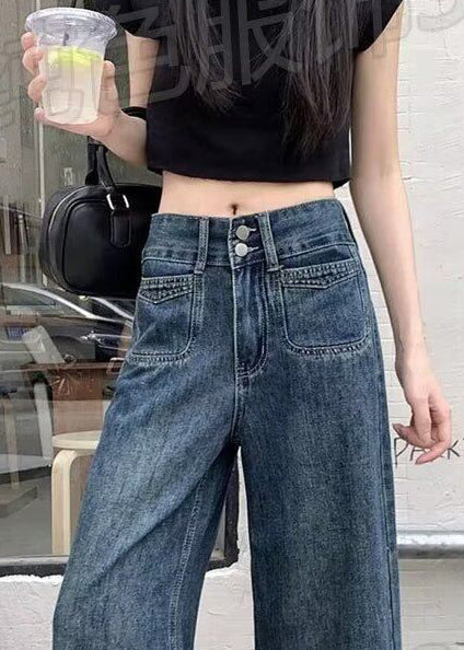 Navy Oversized Denim Straight Pants Fall
