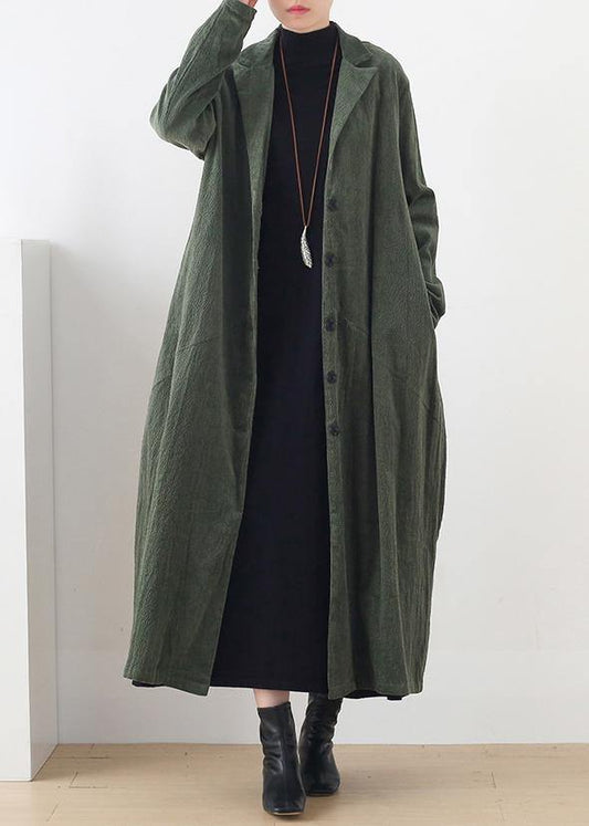 Notched Patchwork Coats Green Cotton Outwears