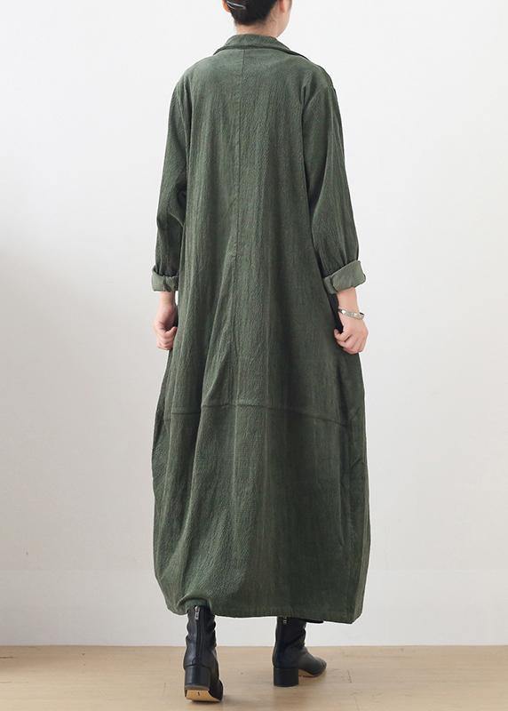 Notched Patchwork Coats Green Cotton Outwears