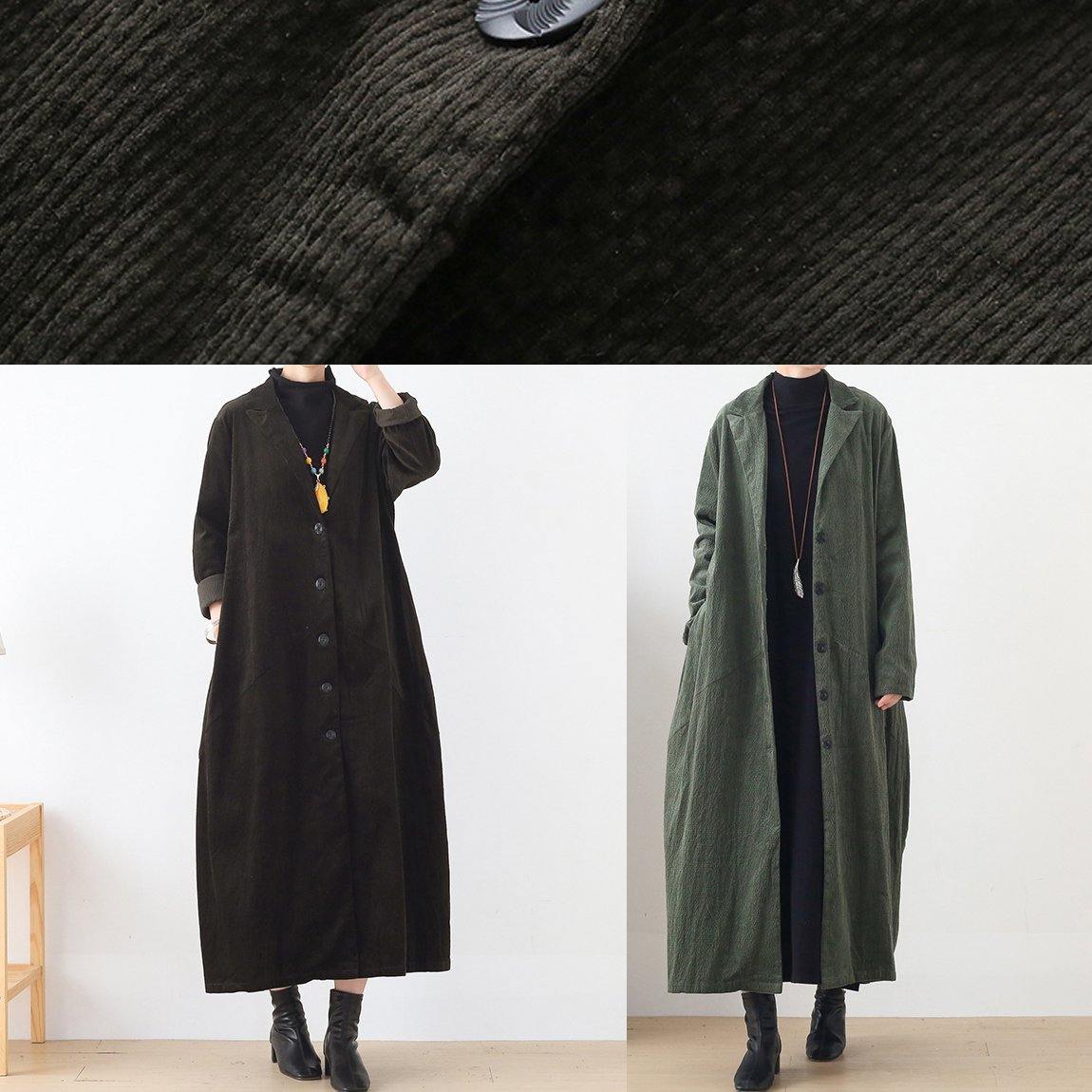 Notched Patchwork Coats Green Cotton Outwears