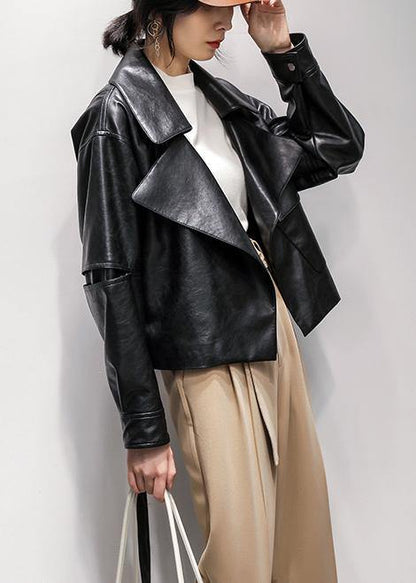 Notched Cinched Coat Black Silhouette Coats