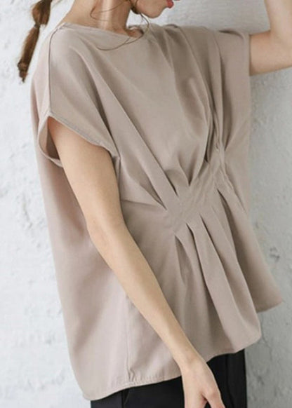 Nude Oversized Wrinkled Cotton Tank Tops Summer