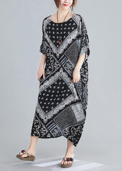 O Neck Summer Quilting Dresses Photography Black Print Traveling Dress