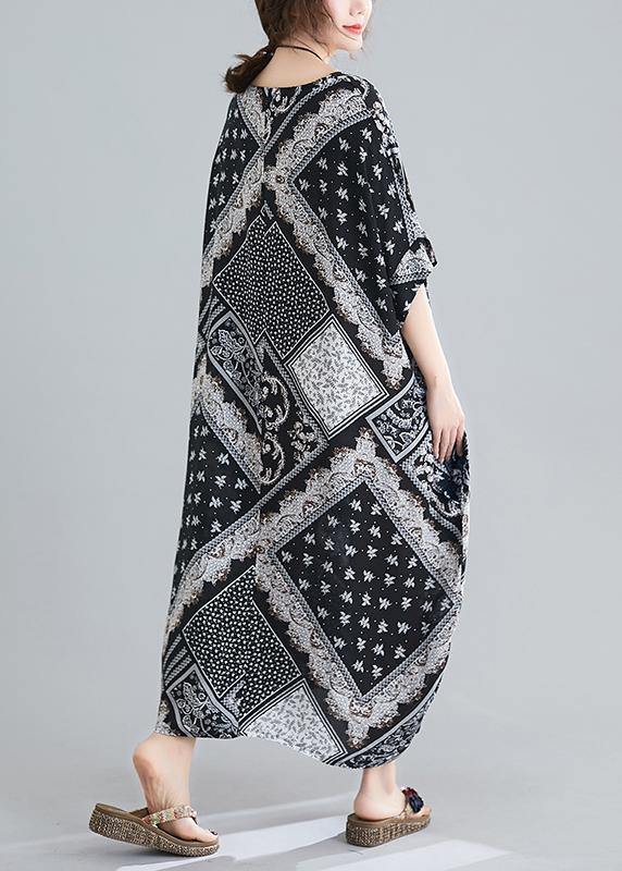 O Neck Summer Quilting Dresses Photography Black Print Traveling Dress