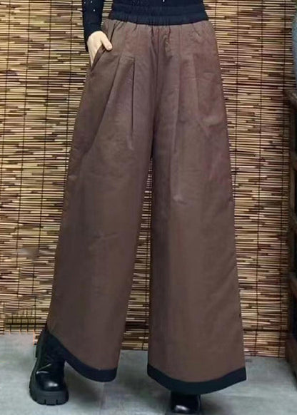 Orange Pockets Thick Warm Fine Cotton Filled Pants Winter