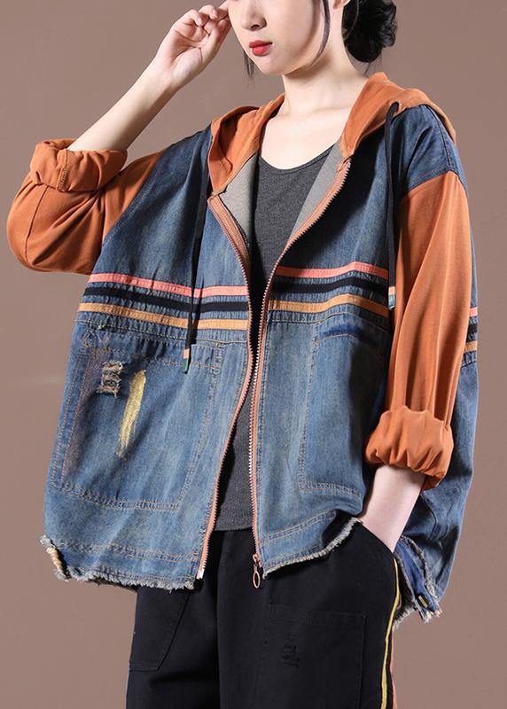 Orange Work Outfits Patchwork Spring Coats