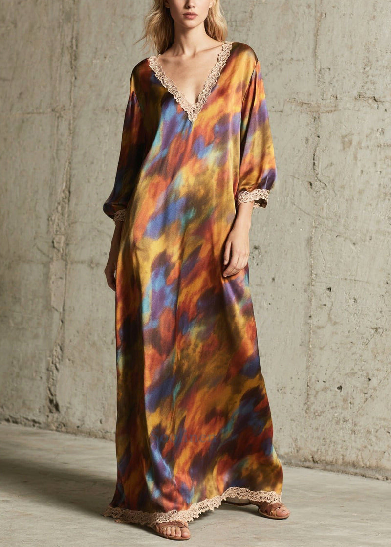 Oversized Tie Dye Chiffon Robe Dresses Fall