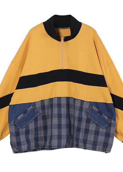 Women Patchwork Spring Italian Blouses Yellow Tops