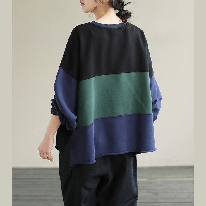 Women Patchwork cotton SpringTunics for women Fabrics Black alphabet Prints top