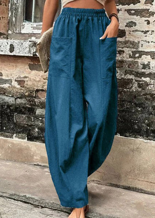 Peacock Blue Ice Silk Long Trousers
