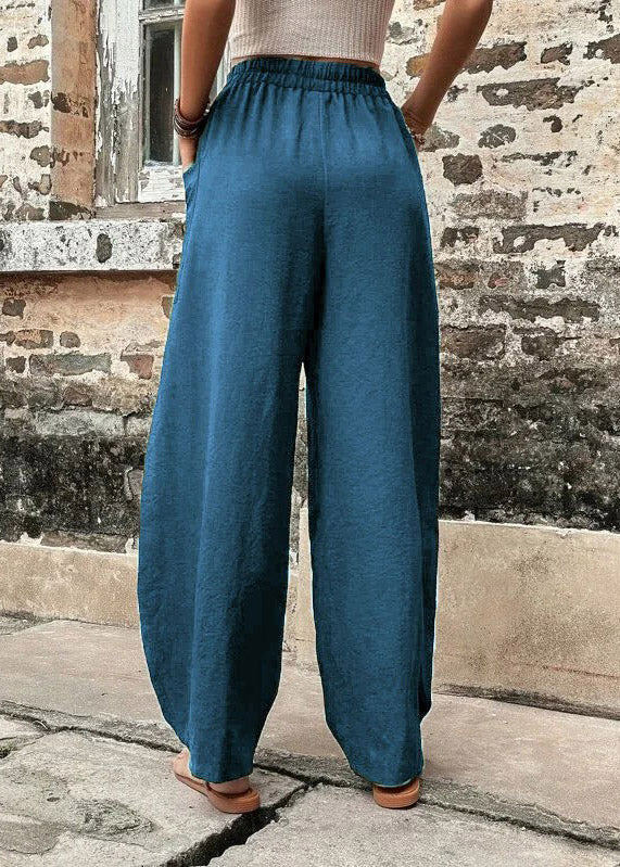 Peacock Blue Ice Silk Long Trousers