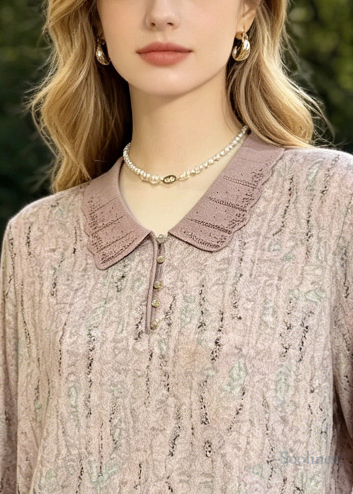 Peter Pan Collar Print Cotton Shirts Summer