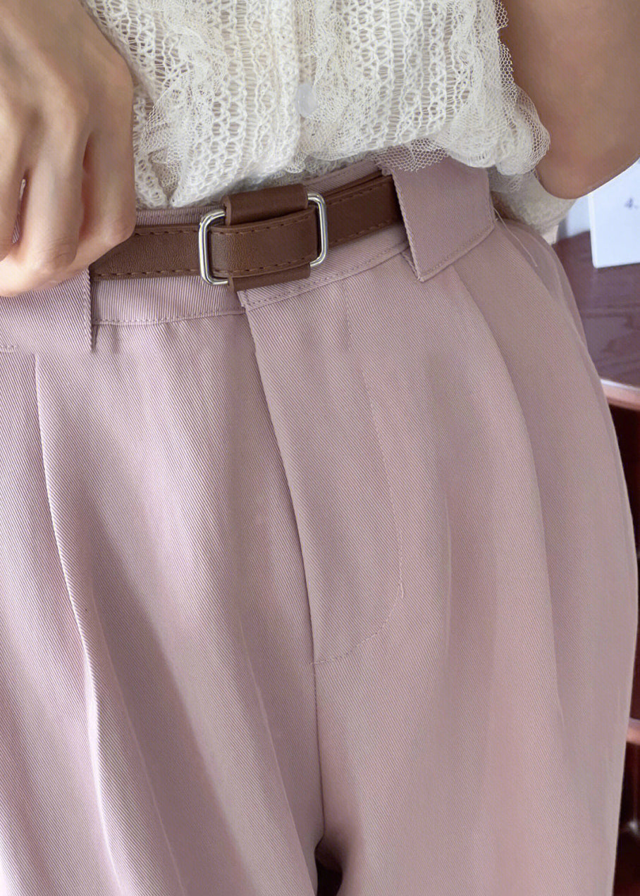 Pink High Waist Patchwork Cotton Crop Pants Fall