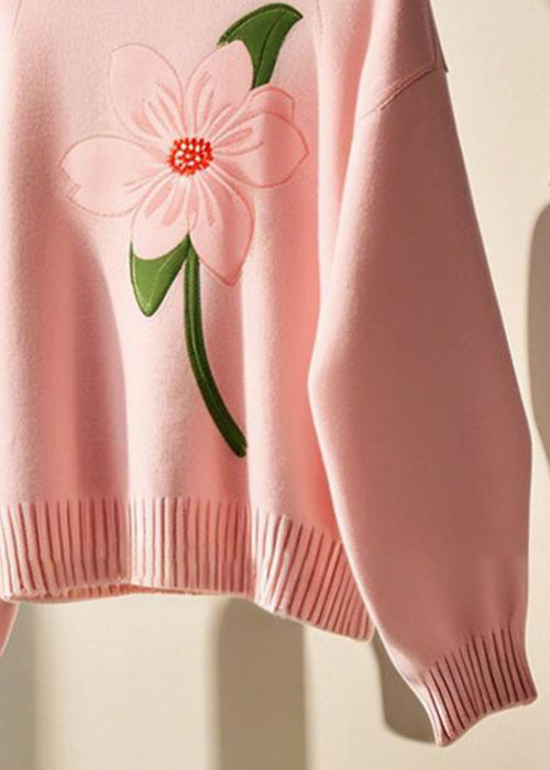 Pink O Neck Cozy Knit Sweater Fall