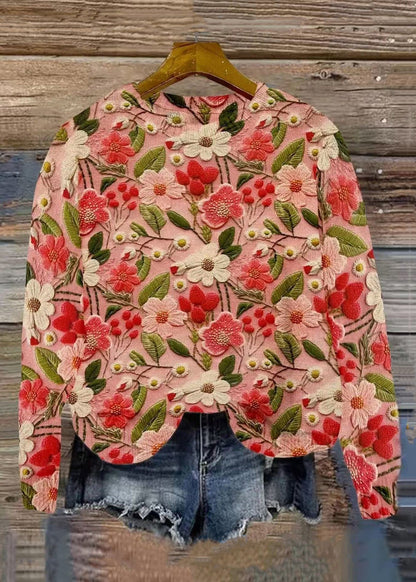 Pink O Neck Knitting Cotton Sweaters Spring